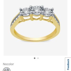 JC Penny diamond ring 1/2 CT. T.W. Genuine White Diamond 10K Gold 3-Stone Band